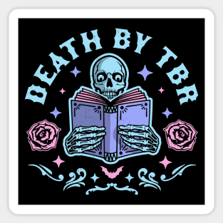 Death By T.B.R To Be Read Skeleton Reading Book Halloween Sticker